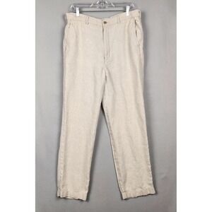 Daniel Cremieux Pants Mens 35x32 Beige Linen Vence Collection Dress Trousers